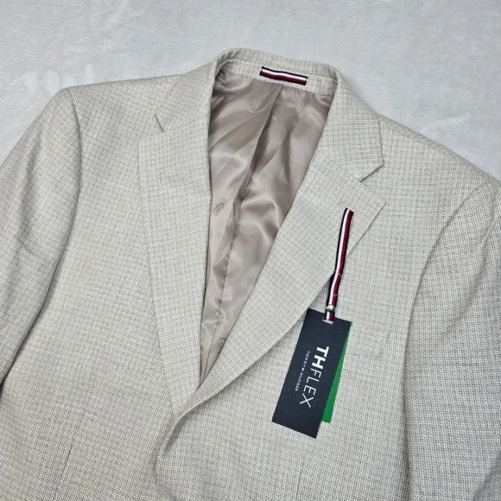 Tommy Hilfiger Conrad‎ Sport Coat Mens 38R White Tan Modern Fit Blazer $295 NEW